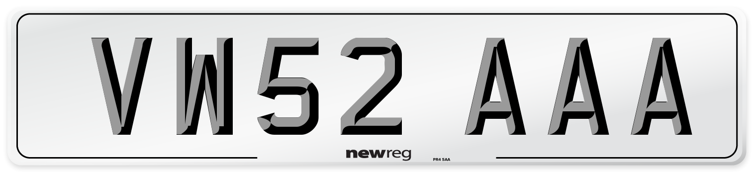VW52 AAA Number Plate from New Reg
